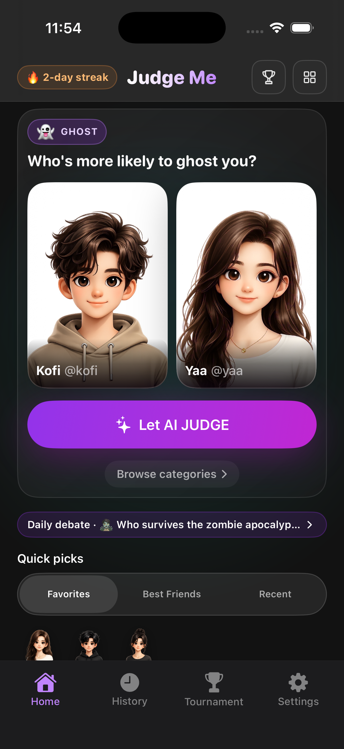 Judge Me AI home screen